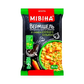 Лапша быстрого приготовления, со вкусом курицы, Мивина, 58 г